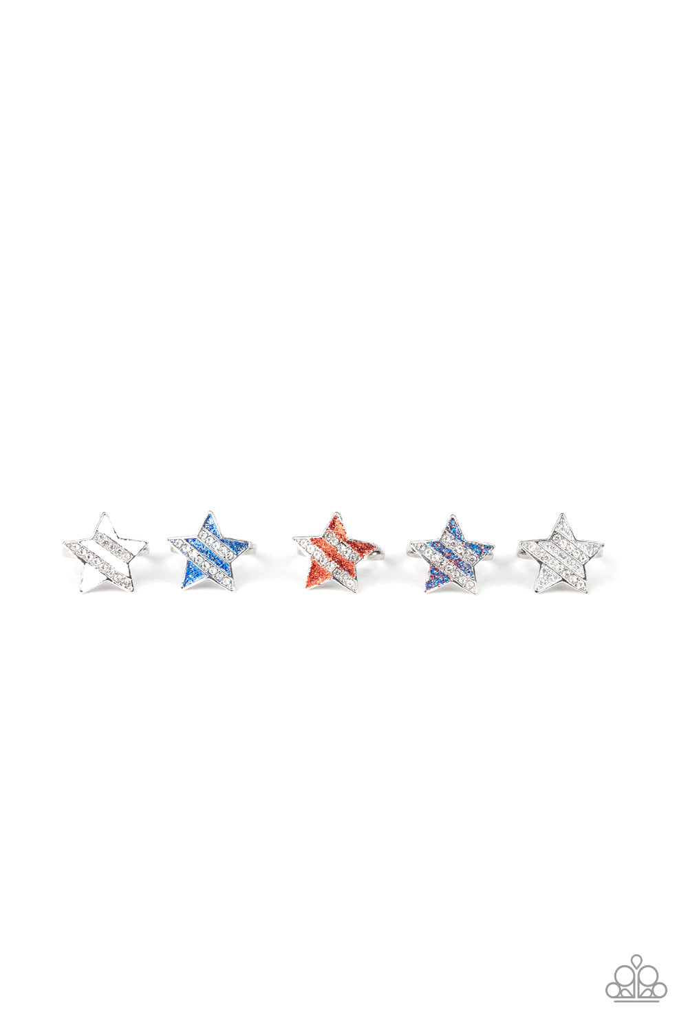 1 pack of 5 Lil Precious Star and Rhinestone Rings