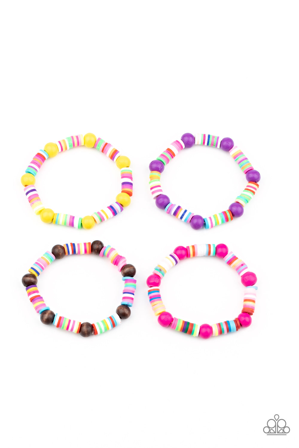 1 pack 4 Lil Precious Wood Beaded Bracelets