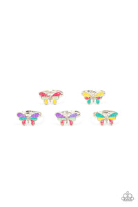 1 pack of 5 Lil Precious Rainbow Butterfly Rings